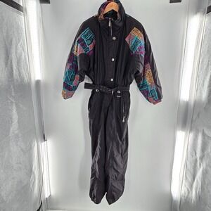 Snuggler  Jenna Ski Suit Purple Black Size 8 Belt Pouch EUC Vintage